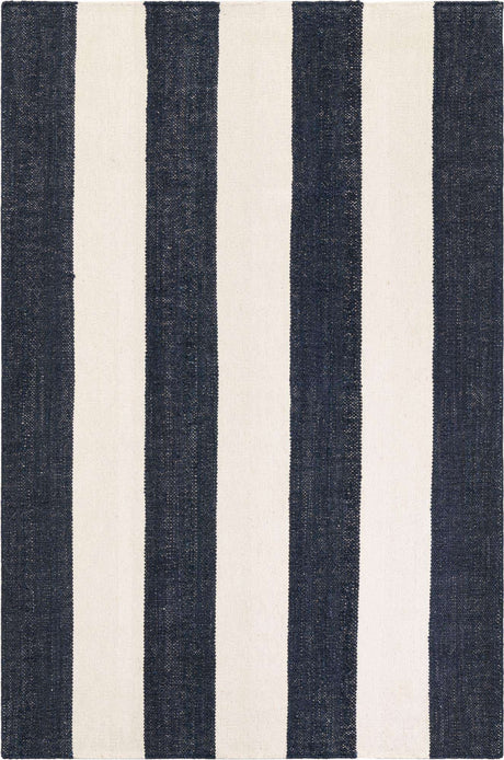 Nautical Navy 6' 1 x 9' Jill Zarin Hamptons Rectangle Area Rug Jute & Wool With Cotton Backing All Natural Striped Design Coastal Hand Woven Carpet for Sale at Rug Engine