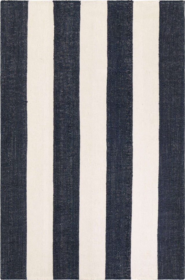 Nautical Navy 6' 1 x 9' Jill Zarin Hamptons Rectangle Area Rug Jute & Wool With Cotton Backing All Natural Striped Design Coastal Hand Woven Carpet for Sale at Rug Engine