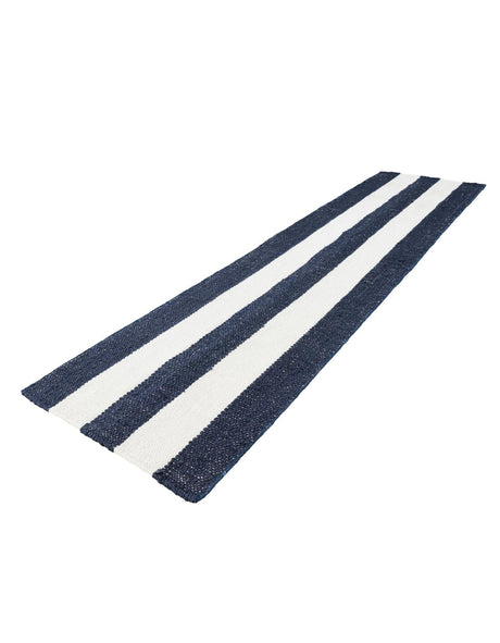 Nautical Navy 2' x 8' Jill Zarin Hamptons Runner Area Rug Jute & Wool With Cotton Backing All Natural Striped Design Coastal Hand Woven Carpet for Sale at Rug Engine
