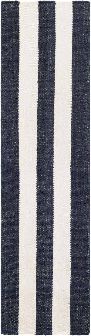 Nautical Navy 2' x 8' Jill Zarin Hamptons Runner Area Rug Jute & Wool With Cotton Backing All Natural Striped Design Coastal Hand Woven Carpet for Sale at Rug Engine
