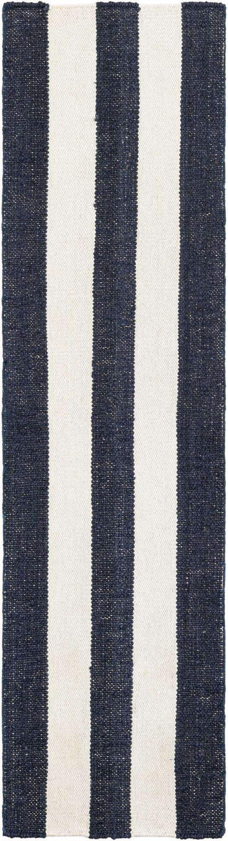 Nautical Navy 2' x 8' Jill Zarin Hamptons Runner Area Rug Jute & Wool With Cotton Backing All Natural Striped Design Coastal Hand Woven Carpet for Sale at Rug Engine