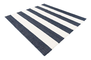 Nautical Navy 7' 10 x 7' 10 Jill Zarin Hamptons Square Area Rug Jute & Wool With Cotton Backing All Natural Striped Design Coastal Hand Woven Carpet for Sale at Rug Engine