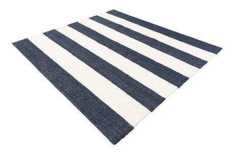 Nautical Navy 7' 10 x 7' 10 Jill Zarin Hamptons Square Area Rug Jute & Wool With Cotton Backing All Natural Striped Design Coastal Hand Woven Carpet for Sale at Rug Engine