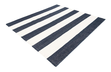 Nautical Navy 7' 10 x 7' 10 Jill Zarin Hamptons Square Area Rug Jute & Wool With Cotton Backing All Natural Striped Design Coastal Hand Woven Carpet for Sale at Rug Engine
