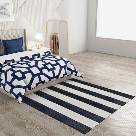 Nautical Navy 7' 10 x 7' 10 Jill Zarin Hamptons Square Area Rug Jute & Wool With Cotton Backing All Natural Striped Design Coastal Hand Woven Carpet for Sale at Rug Engine