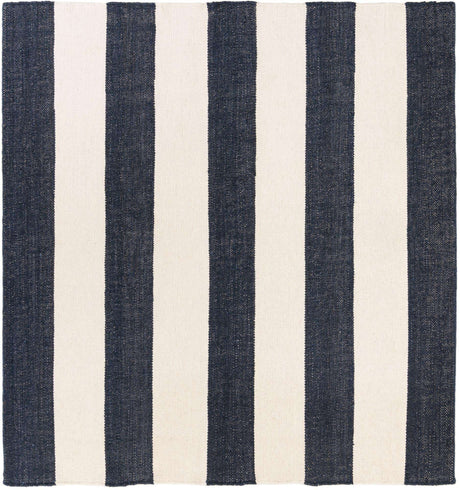 Nautical Navy 7' 10 x 7' 10 Jill Zarin Hamptons Square Area Rug Jute & Wool With Cotton Backing All Natural Striped Design Coastal Hand Woven Carpet for Sale at Rug Engine