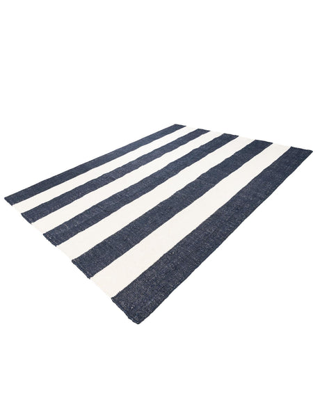 Nautical Navy 7' 10 x 10' Jill Zarin Hamptons Rectangle Area Rug Jute & Wool With Cotton Backing All Natural Striped Design Coastal Hand Woven Carpet for Sale at Rug Engine