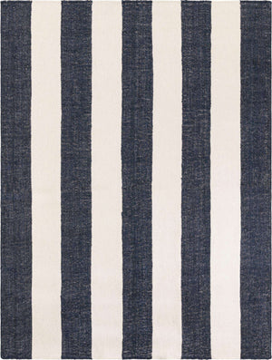 Nautical Navy 7' 10 x 10' Jill Zarin Hamptons Rectangle Area Rug Jute & Wool With Cotton Backing All Natural Striped Design Coastal Hand Woven Carpet for Sale at Rug Engine