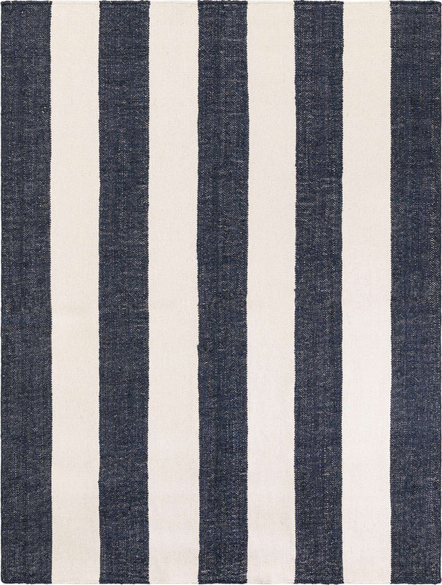 Nautical Navy 7' 10 x 10' Jill Zarin Hamptons Rectangle Area Rug Jute & Wool With Cotton Backing All Natural Striped Design Coastal Hand Woven Carpet for Sale at Rug Engine