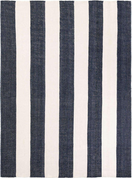 Nautical Navy 9' x 12' Jill Zarin Hamptons Rectangle Area Rug Jute & Wool With Cotton Backing All Natural Striped Design Coastal Hand Woven Carpet for Sale at Rug Engine