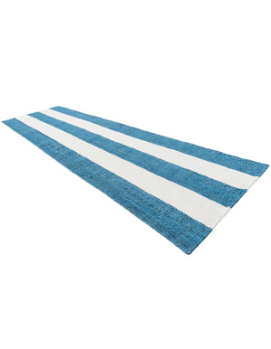 Sky blue 2' 7 x 10' Jill Zarin Hamptons Runner Area Rug Jute & Wool With Cotton Backing All Natural Striped Design Coastal Hand Woven Carpet for Sale at Rug Engine