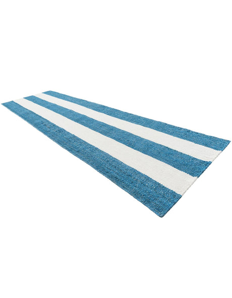 Sky blue 2' 7 x 10' Jill Zarin Hamptons Runner Area Rug Jute & Wool With Cotton Backing All Natural Striped Design Coastal Hand Woven Carpet for Sale at Rug Engine