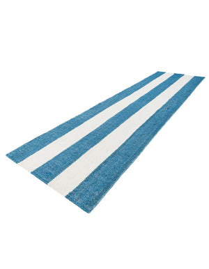 Sky blue 2' 7 x 10' Jill Zarin Hamptons Runner Area Rug Jute & Wool With Cotton Backing All Natural Striped Design Coastal Hand Woven Carpet for Sale at Rug Engine
