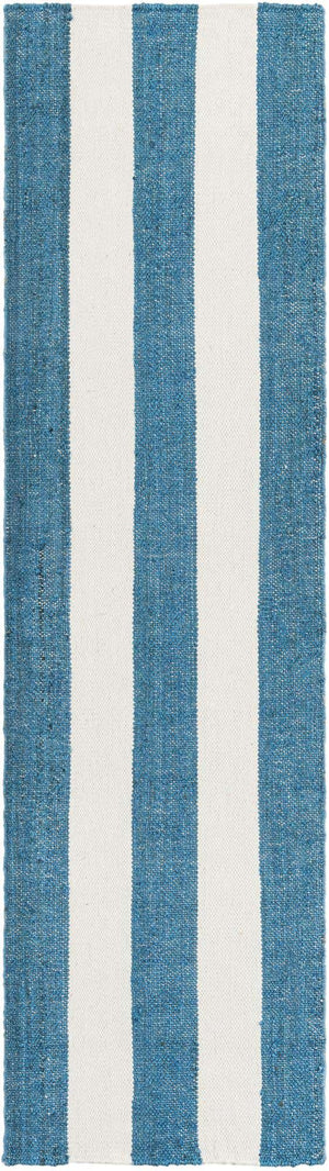 Sky blue 2' 7 x 10' Jill Zarin Hamptons Runner Area Rug Jute & Wool With Cotton Backing All Natural Striped Design Coastal Hand Woven Carpet for Sale at Rug Engine