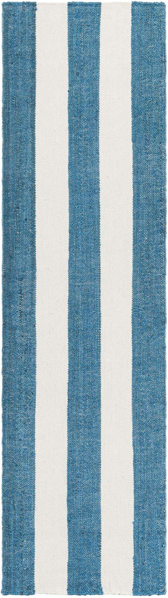Sky blue 2' 7 x 10' Jill Zarin Hamptons Runner Area Rug Jute & Wool With Cotton Backing All Natural Striped Design Coastal Hand Woven Carpet for Sale at Rug Engine