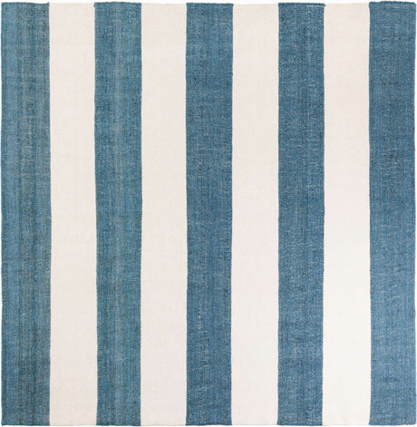 Sky blue 10' x 10' Jill Zarin Hamptons Square Area Rug Jute & Wool With Cotton Backing All Natural Striped Design Coastal Hand Woven Carpet for Sale at Rug Engine