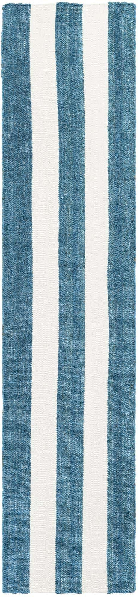 Sky blue 2' 7 x 12' Jill Zarin Hamptons Runner Area Rug Jute & Wool With Cotton Backing All Natural Striped Design Coastal Hand Woven Carpet for Sale at Rug Engine