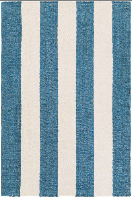 Sky blue 4' 1 x 6' 1 Jill Zarin Hamptons Rectangle Area Rug Jute & Wool With Cotton Backing All Natural Striped Design Coastal Hand Woven Carpet for Sale at Rug Engine