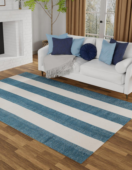 Sky blue 2' x 3' 1 Jill Zarin Hamptons Rectangle Area Rug Jute & Wool With Cotton Backing All Natural Striped Design Coastal Hand Woven Carpet for Sale at Rug Engine