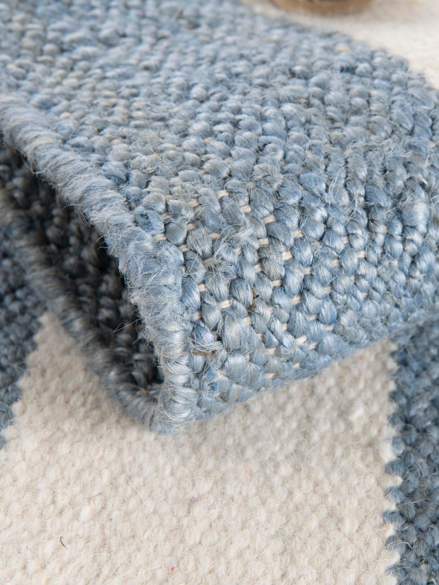 Sky blue 6' 1 x 9' Jill Zarin Hamptons Rectangle Area Rug Jute & Wool With Cotton Backing All Natural Striped Design Coastal Hand Woven Carpet for Sale at Rug Engine