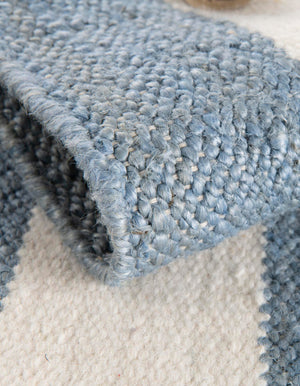Sky blue 6' 1 x 9' Jill Zarin Hamptons Rectangle Area Rug Jute & Wool With Cotton Backing All Natural Striped Design Coastal Hand Woven Carpet for Sale at Rug Engine