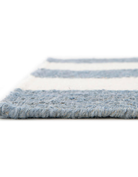 Sky blue 2' x 3' 1 Jill Zarin Hamptons Rectangle Area Rug Jute & Wool With Cotton Backing All Natural Striped Design Coastal Hand Woven Carpet for Sale at Rug Engine
