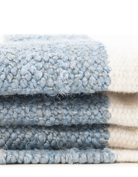 Sky blue 7' 10 x 10' Jill Zarin Hamptons Rectangle Area Rug Jute & Wool With Cotton Backing All Natural Striped Design Coastal Hand Woven Carpet for Sale at Rug Engine