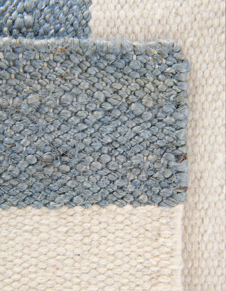 Sky blue 2' 7 x 12' Jill Zarin Hamptons Runner Area Rug Jute & Wool With Cotton Backing All Natural Striped Design Coastal Hand Woven Carpet for Sale at Rug Engine