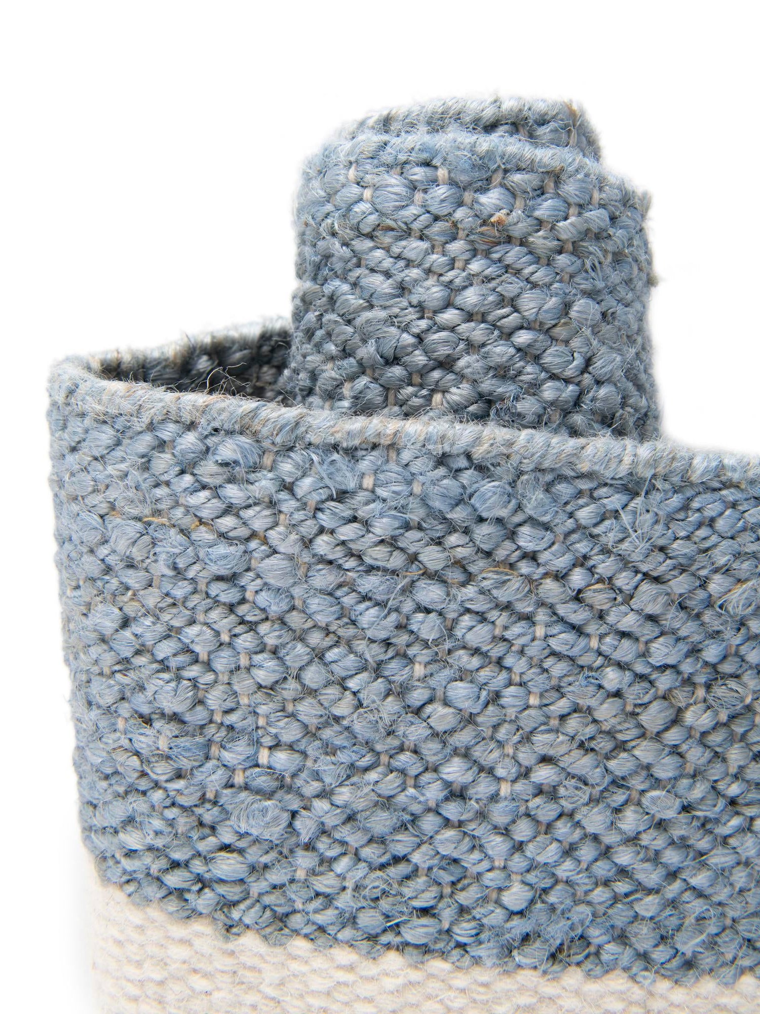 Sky blue 2' 7 x 10' Jill Zarin Hamptons Runner Area Rug Jute & Wool With Cotton Backing All Natural Striped Design Coastal Hand Woven Carpet for Sale at Rug Engine