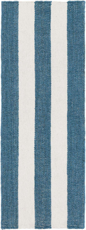 Sky blue 2' x 6' 1 Jill Zarin Hamptons Runner Area Rug Jute & Wool With Cotton Backing All Natural Striped Design Coastal Hand Woven Carpet for Sale at Rug Engine