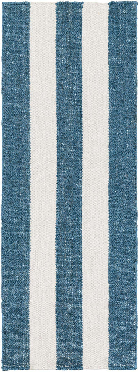Sky blue 2' x 6' 1 Jill Zarin Hamptons Runner Area Rug Jute & Wool With Cotton Backing All Natural Striped Design Coastal Hand Woven Carpet for Sale at Rug Engine