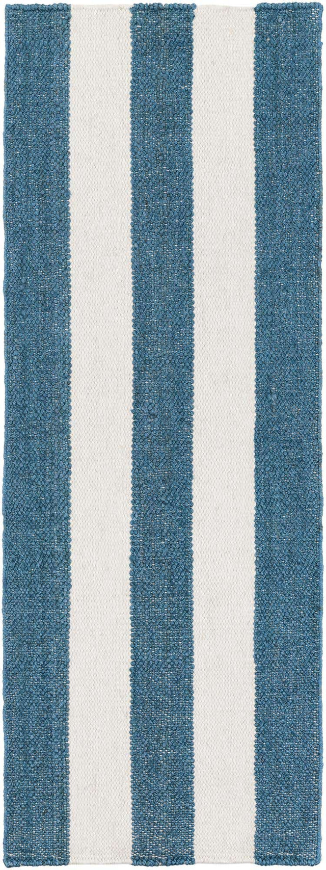 Sky blue 2' x 6' 1 Jill Zarin Hamptons Runner Area Rug Jute & Wool With Cotton Backing All Natural Striped Design Coastal Hand Woven Carpet for Sale at Rug Engine