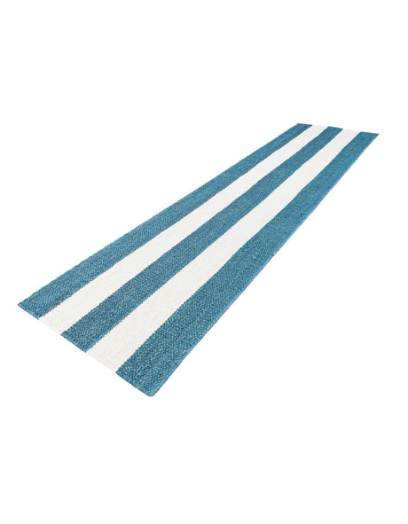 Sky blue 2' x 8' Jill Zarin Hamptons Runner Area Rug Jute & Wool With Cotton Backing All Natural Striped Design Coastal Hand Woven Carpet for Sale at Rug Engine