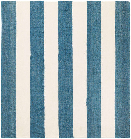 Sky blue 7' 10 x 7' 10 Jill Zarin Hamptons Square Area Rug Jute & Wool With Cotton Backing All Natural Striped Design Coastal Hand Woven Carpet for Sale at Rug Engine