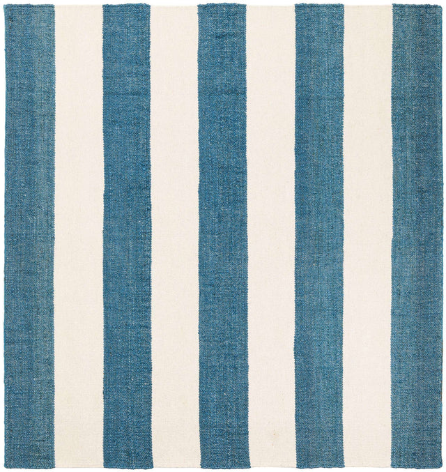 Sky blue 7' 10 x 7' 10 Jill Zarin Hamptons Square Area Rug Jute & Wool With Cotton Backing All Natural Striped Design Coastal Hand Woven Carpet for Sale at Rug Engine