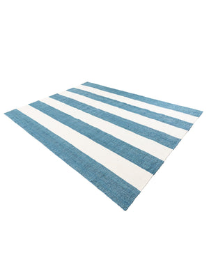 Sky blue 7' 10 x 10' Jill Zarin Hamptons Rectangle Area Rug Jute & Wool With Cotton Backing All Natural Striped Design Coastal Hand Woven Carpet for Sale at Rug Engine