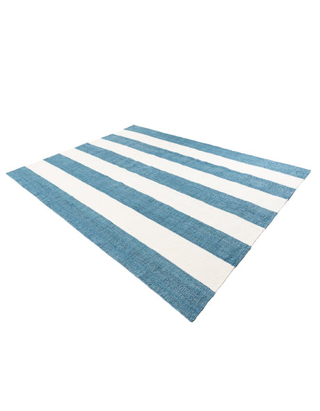 Sky blue 7' 10 x 10' Jill Zarin Hamptons Rectangle Area Rug Jute & Wool With Cotton Backing All Natural Striped Design Coastal Hand Woven Carpet for Sale at Rug Engine