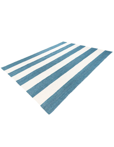 Sky blue 7' 10 x 10' Jill Zarin Hamptons Rectangle Area Rug Jute & Wool With Cotton Backing All Natural Striped Design Coastal Hand Woven Carpet for Sale at Rug Engine