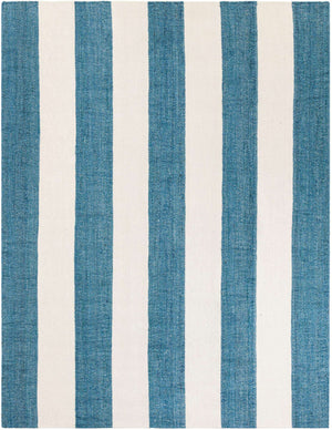 Sky blue 7' 10 x 10' Jill Zarin Hamptons Rectangle Area Rug Jute & Wool With Cotton Backing All Natural Striped Design Coastal Hand Woven Carpet for Sale at Rug Engine