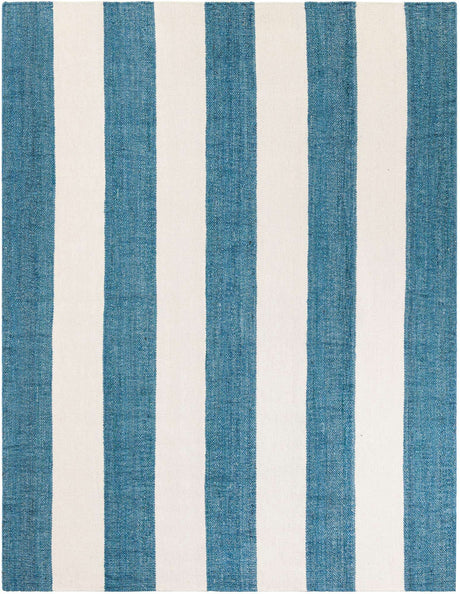Sky blue 7' 10 x 10' Jill Zarin Hamptons Rectangle Area Rug Jute & Wool With Cotton Backing All Natural Striped Design Coastal Hand Woven Carpet for Sale at Rug Engine