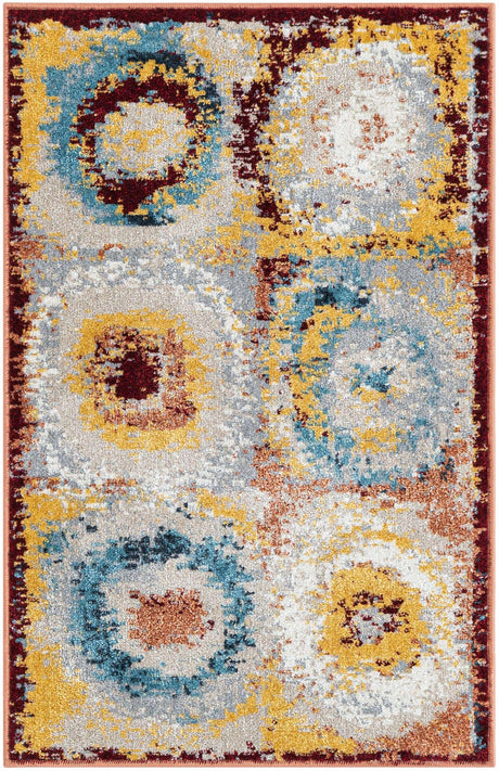 Washable Multicolor 2' x 3' 1 Kamala Washable Rectangle Area Rug Easy to Clean Stain Resistant & Durable 100% Polyester Spill-Friendly Carpet for Sale at Rug Engine