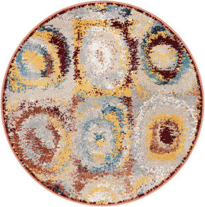 Washable Multicolor 3' 3 x 3' 3 Kamala Washable Round Area Rug Easy to Clean Stain Resistant & Durable 100% Polyester Spill-Friendly Carpet for Sale at Rug Engine