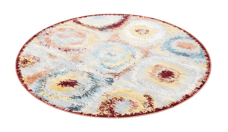 Washable Multicolor 5' 3 x 5' 3 Kamala Washable Round Area Rug Easy to Clean Stain Resistant & Durable 100% Polyester Spill-Friendly Carpet for Sale at Rug Engine