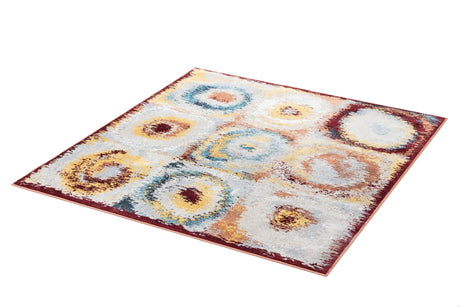 Washable Multicolor 5' 3 x 5' 3 Kamala Washable Square Area Rug Easy to Clean Stain Resistant & Durable 100% Polyester Spill-Friendly Carpet for Sale at Rug Engine