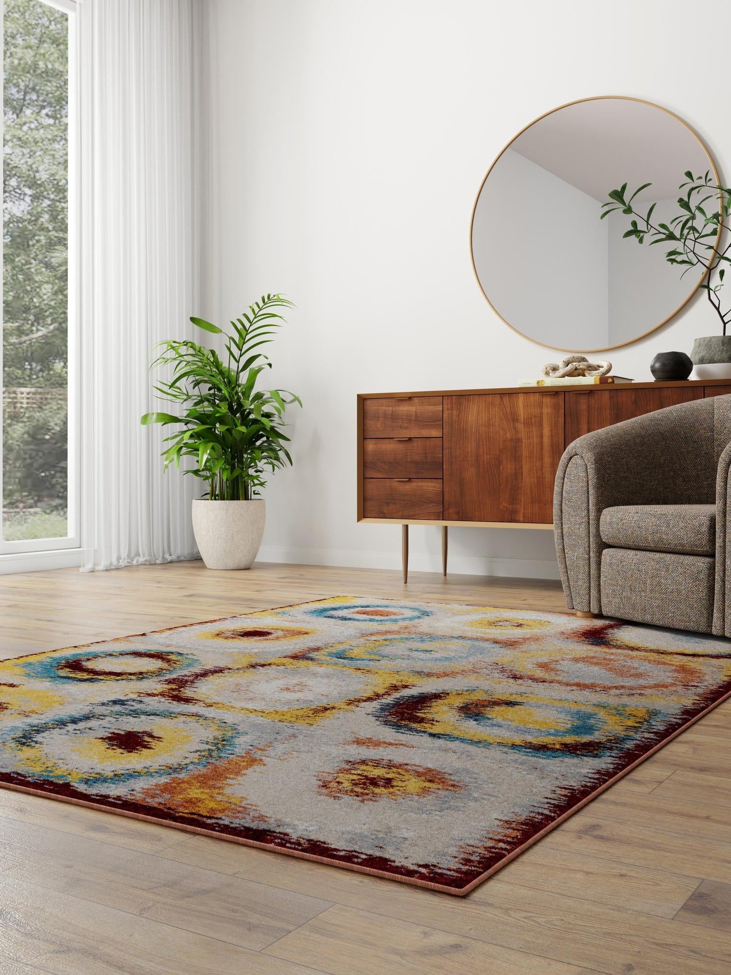 Washable Multicolor 10' x 14' 1 Kamala Washable Rectangle Area Rug Easy to Clean Stain Resistant & Durable 100% Polyester Spill-Friendly Carpet for Sale at Rug Engine