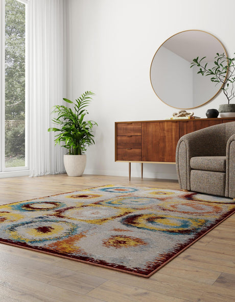 Washable Multicolor 10' x 14' 1 Kamala Washable Rectangle Area Rug Easy to Clean Stain Resistant & Durable 100% Polyester Spill-Friendly Carpet for Sale at Rug Engine
