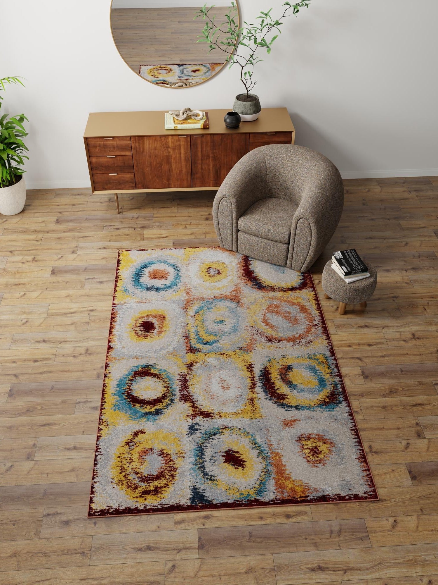 Washable Multicolor 10' x 14' 1 Kamala Washable Rectangle Area Rug Easy to Clean Stain Resistant & Durable 100% Polyester Spill-Friendly Carpet for Sale at Rug Engine