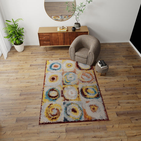 Washable Multicolor 10' x 14' 1 Kamala Washable Rectangle Area Rug Easy to Clean Stain Resistant & Durable 100% Polyester Spill-Friendly Carpet for Sale at Rug Engine