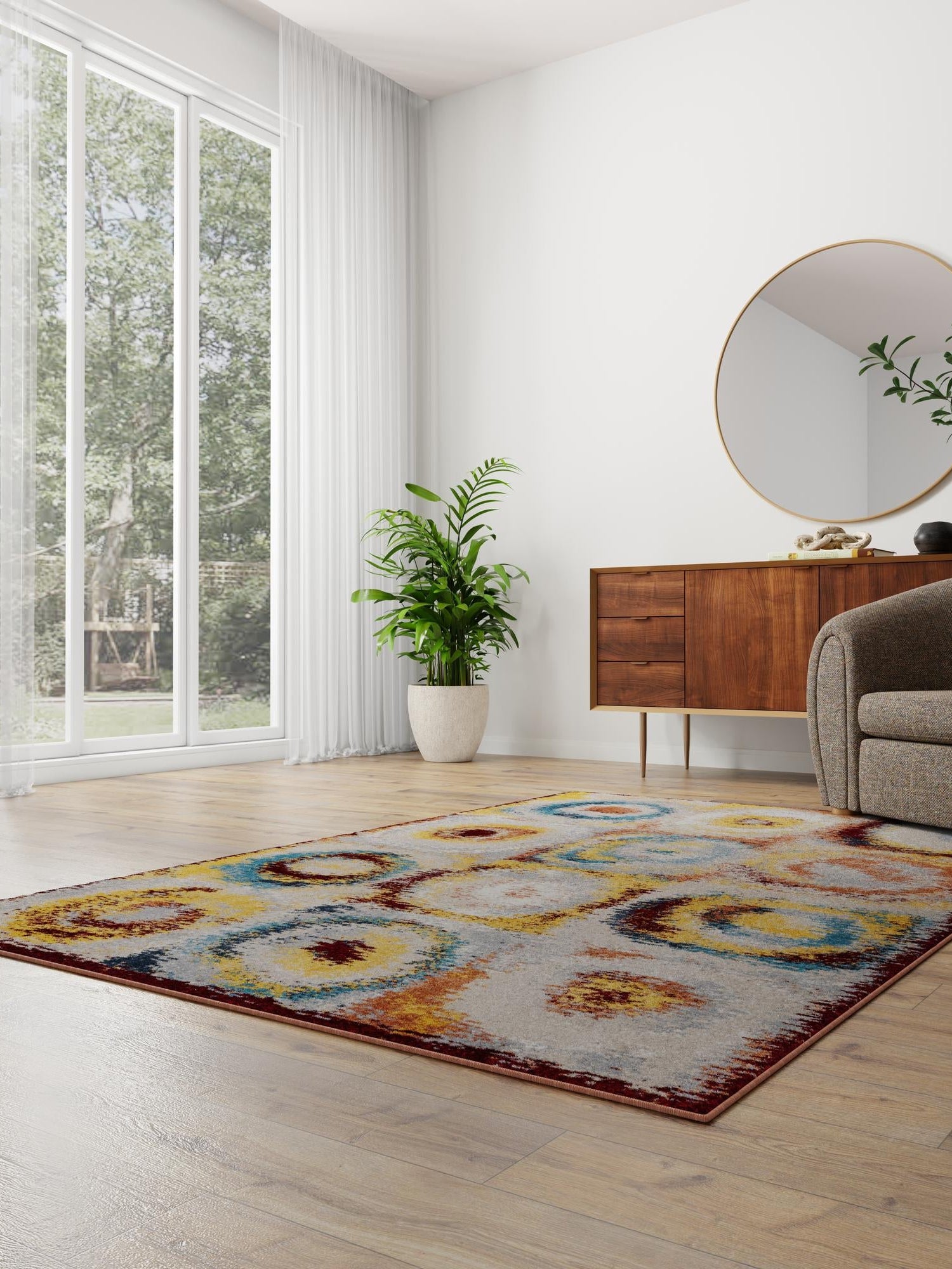 Washable Multicolor 10' x 14' 1 Kamala Washable Rectangle Area Rug Easy to Clean Stain Resistant & Durable 100% Polyester Spill-Friendly Carpet for Sale at Rug Engine