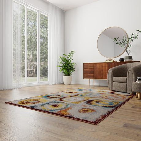 Washable Multicolor 10' x 14' 1 Kamala Washable Rectangle Area Rug Easy to Clean Stain Resistant & Durable 100% Polyester Spill-Friendly Carpet for Sale at Rug Engine